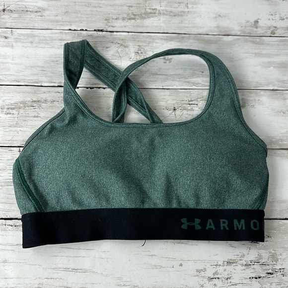 UNDER ARMOUR SPORTS BRA GREEN SZ S - Picture 1 of 6